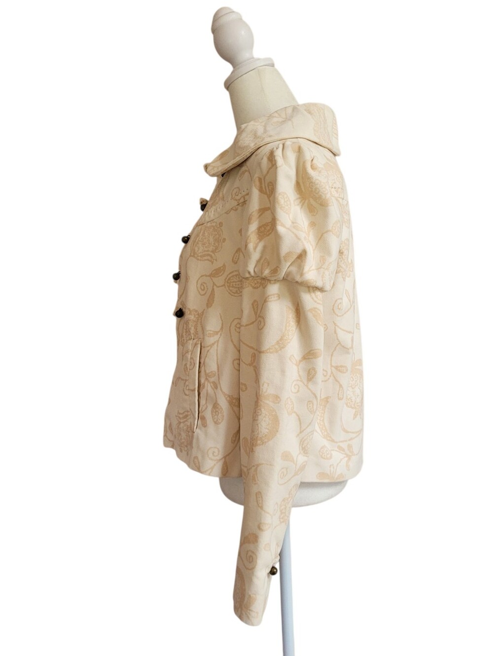 Anthropologie Elevenses Cream Latte Art Jacket Artsy Boho Size 4 - Picture 3 of 9